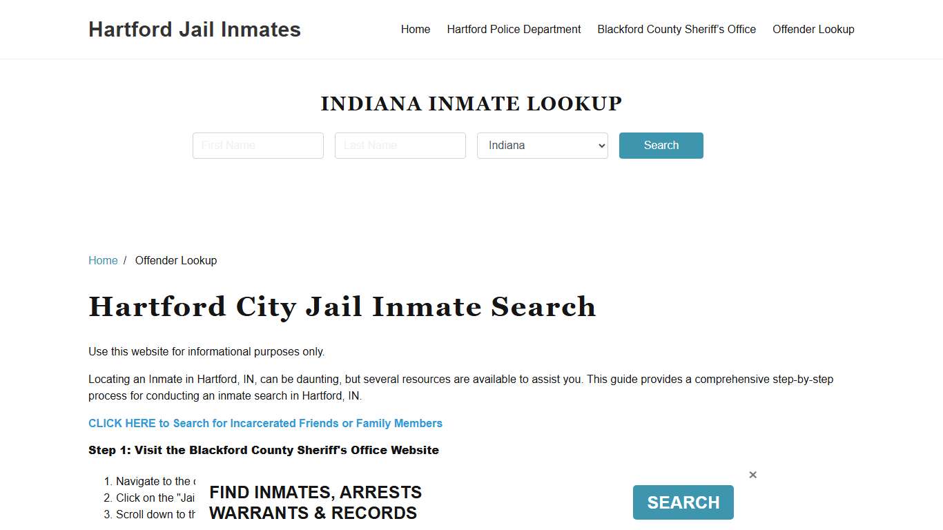 Hartford, IN Detainee Lookup